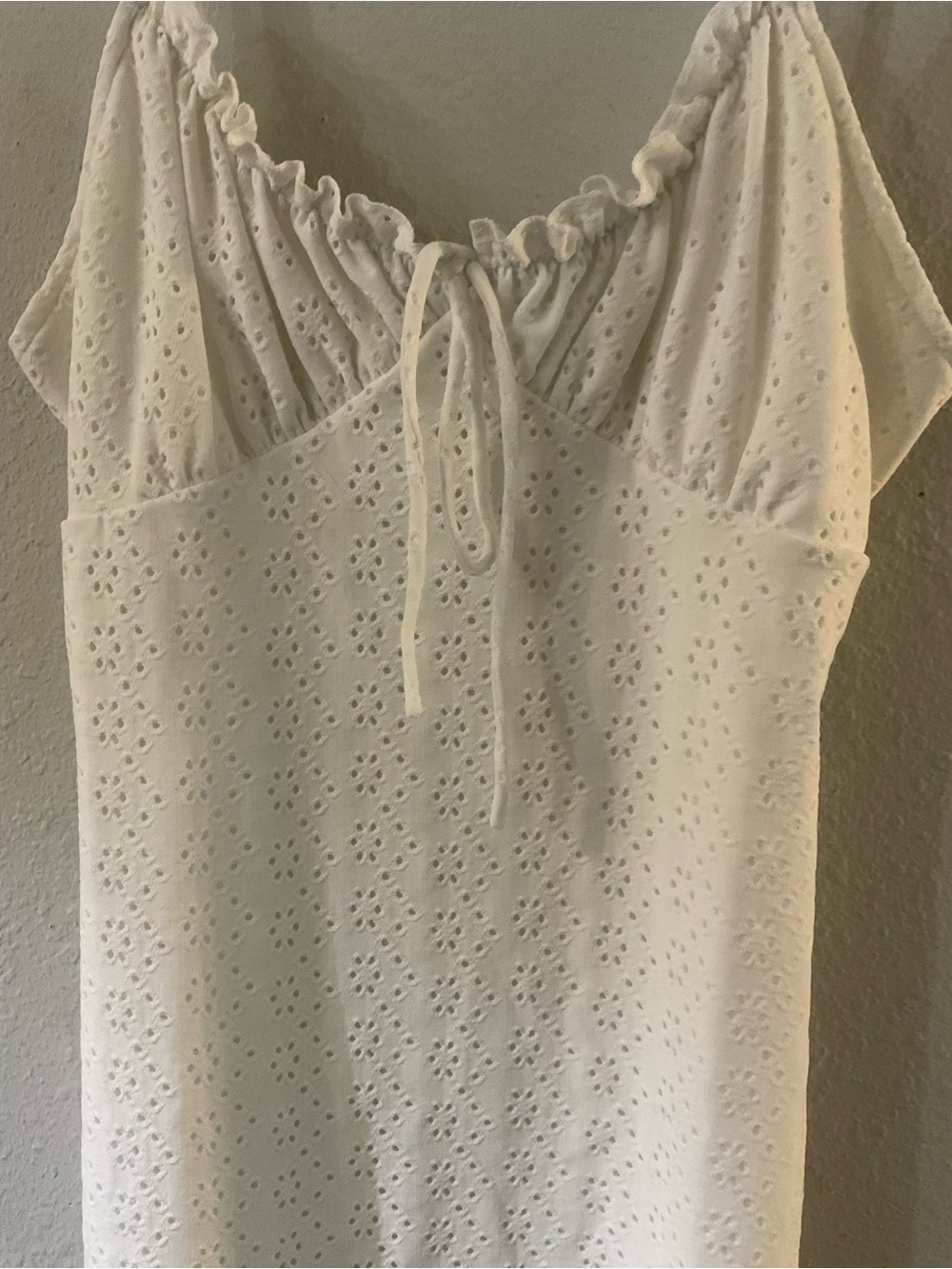 Lovely Day White Eyelet Dress with Spaghetti Straps - Picture 2 of 5